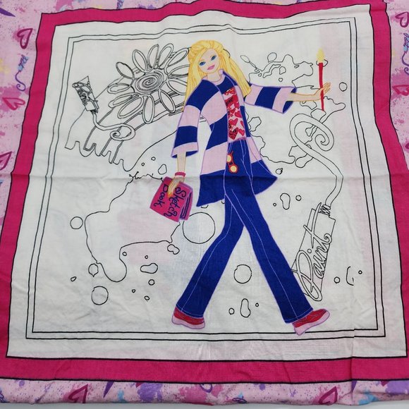 2002 Mattel Color me barbie pillow / quilt blocks 44 x 51 6 blocks - Picture 3 of 3